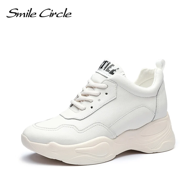 Женские кроссовки на толстой подошве со смайликом; повседневная обувь на плоской платформе; женские кроссовки на толстой подошве со шнуровкой;