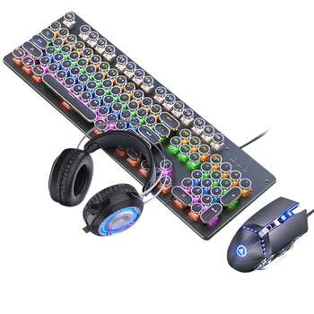 

Mechanical Keyboard And Mouse Headset Three-piece Suit Desktop Computer Notebook Gaming Peripherals Home Internet Cafes E-sports