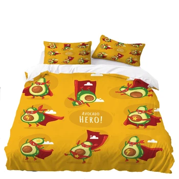 

Avocado Bedding Sets Cartoon Duvet Cover Set Twin Full Queen King Double Bed Linen Set Home Textiles Quilt Cover Adult Bed Set