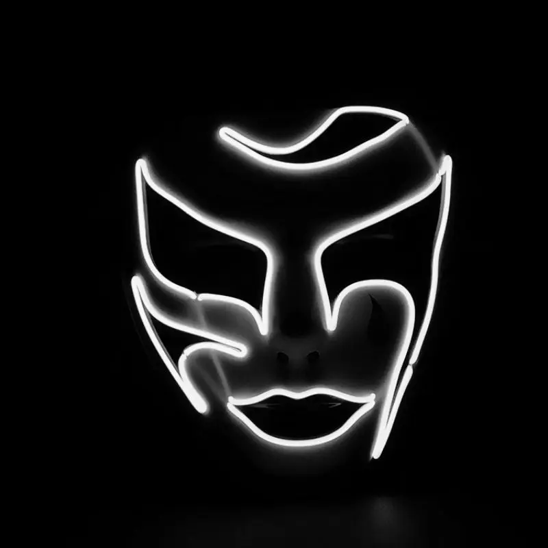 

Halloween LED Glowing Mask Ghost Face Mask Bar Party Performance Fearsome Festival Cosplay Party Masks Glow In Dark