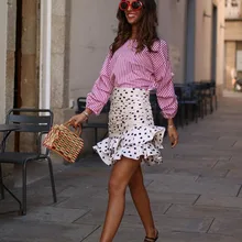 DEAT, шикарная мини-юбка в горошек с оборками, модная женская юбка, Повседневная Уличная одежда, Jupe Femme MG273