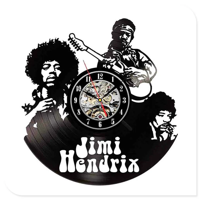 19 Jimi Hendrix 3D ручной работы художественное зеркало настенные часы виниловая запись наклейка для стены в виде часов домашний декор поддержка Прямая - Цвет: 19