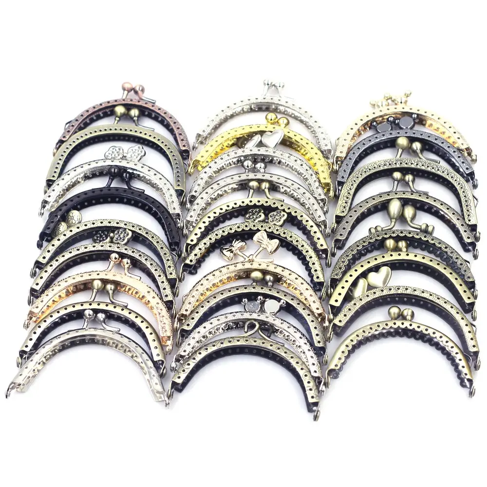 10Pcs Mixed Random 8.5cm Arch Metal Purse Frames Pouch Bag Kiss Clasps Handbag Handles DIY Crafts Luggage Accessories Supplies