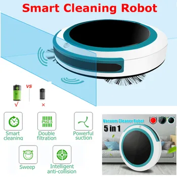 

5in1 Full Automatic Mini Vacuuming Robot Vacuum Cleaner Sweep&Wet Mop Simultaneously For Hard Floors&Carpet Run Charging Sweeper