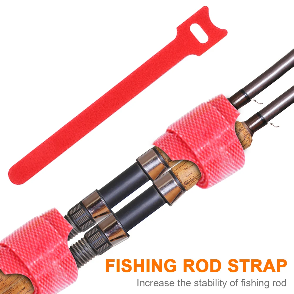 10pcs Fishing Rod Tie Holder Strap Suspenders Fastener Hook Loop Cable Ties  Belt Fishing Rod Strapping Wrap