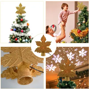 

Christmas Tree Topper Projector Snowflake Shape Design Unique Projection Tree Top LED Light For Home New Year Party Ornament