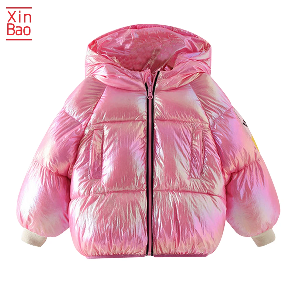 XINBAO/Коллекция года, модные зимние куртки для мальчиков, пальто, одежда Детская осенняя одежда с длинными рукавами для девочек меховой воротник, для детей возрастом 4, 5, 6 лет - Цвет: rose red