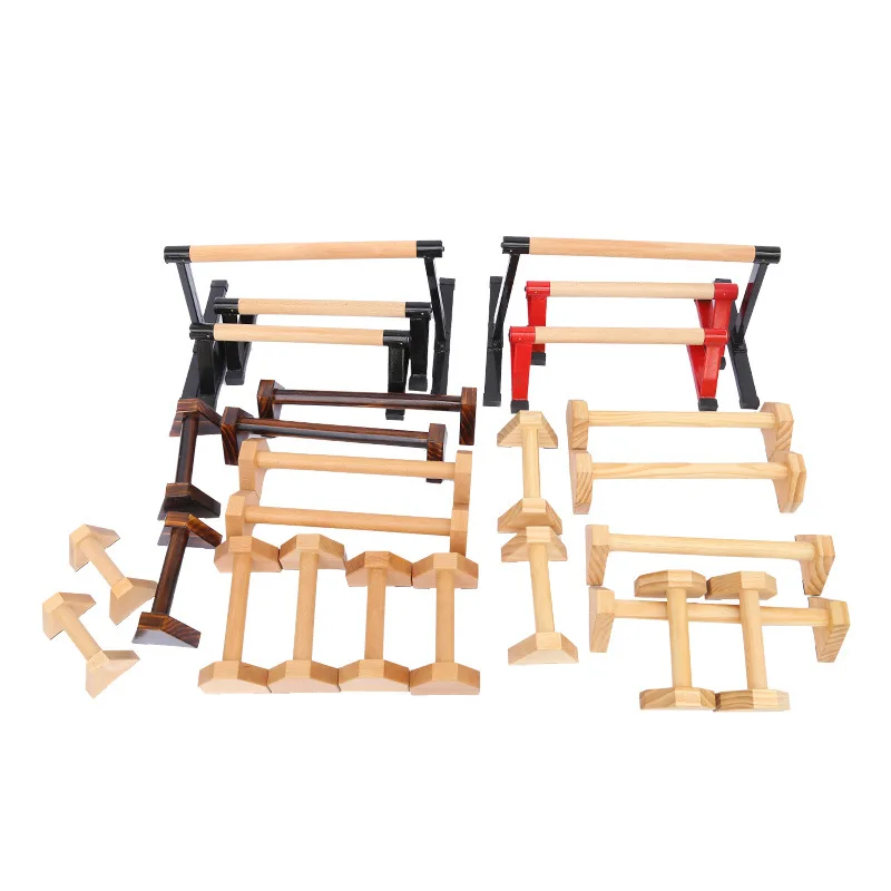 

Wood Russian Quite-Single Parallel Bars Handstand Pushups Holder Wood Anti-slip Sweat Absorbing Grip Home Fitness Equipment