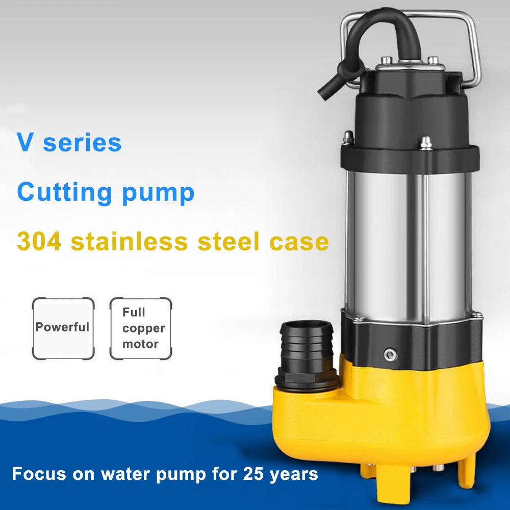 

Sewage Pump 370W Submersible Sludge Non-Clog Pump Stainless Steel for 2 inch Cutter Submersible Sludge Pump with A Cutting Blade