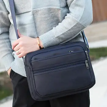 

Men Travel Business Solid Color Multi Pocket Student Shoulder Bag Messenger Pouch
