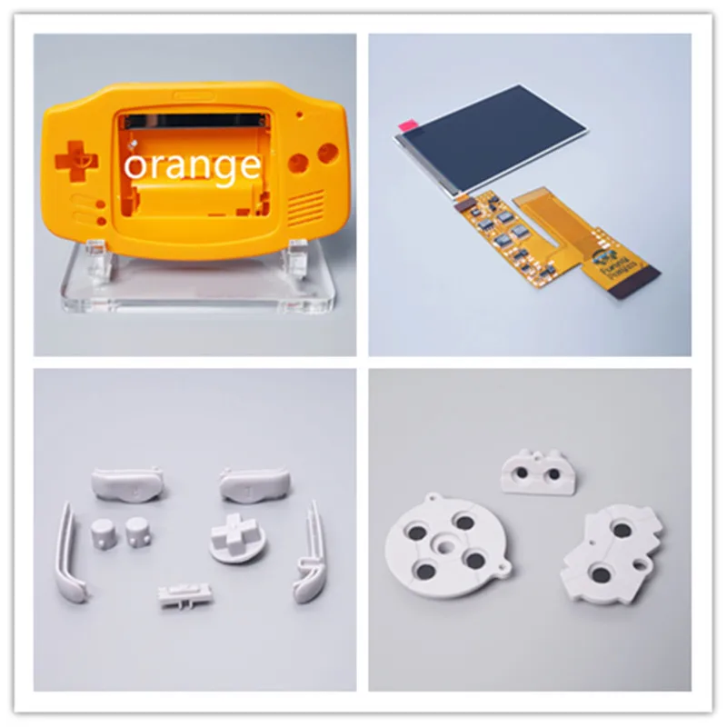 GBA ips lcd V2 комплект и Модифицированная оболочка для игры мальчик ADVACNE GBA V2 с режущей оболочкой - Цвет: ORANGE GBA KIT