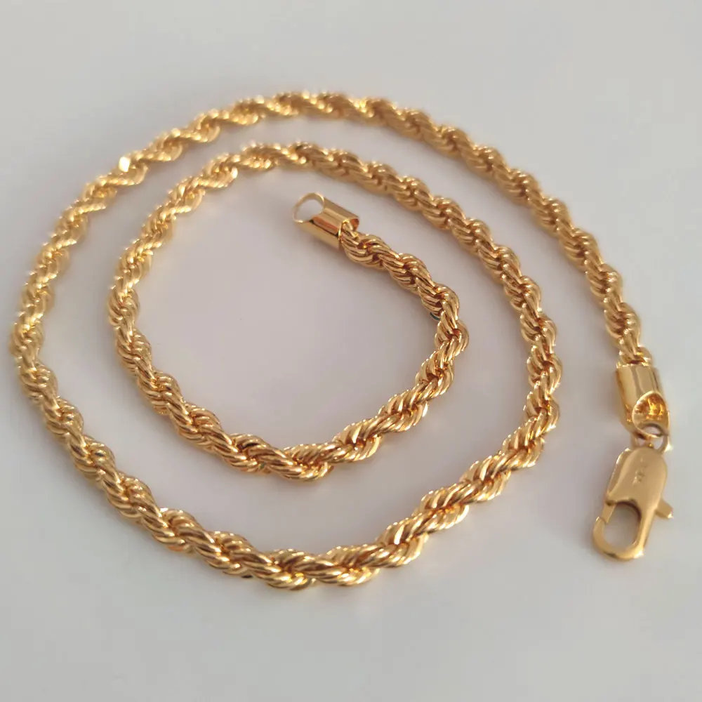 

Mens Thick 6mm Rope Chain Real 24k Yellow Gold GF Diamond Cut Twisted Solid New XP Jewelry Fancy Original Picture