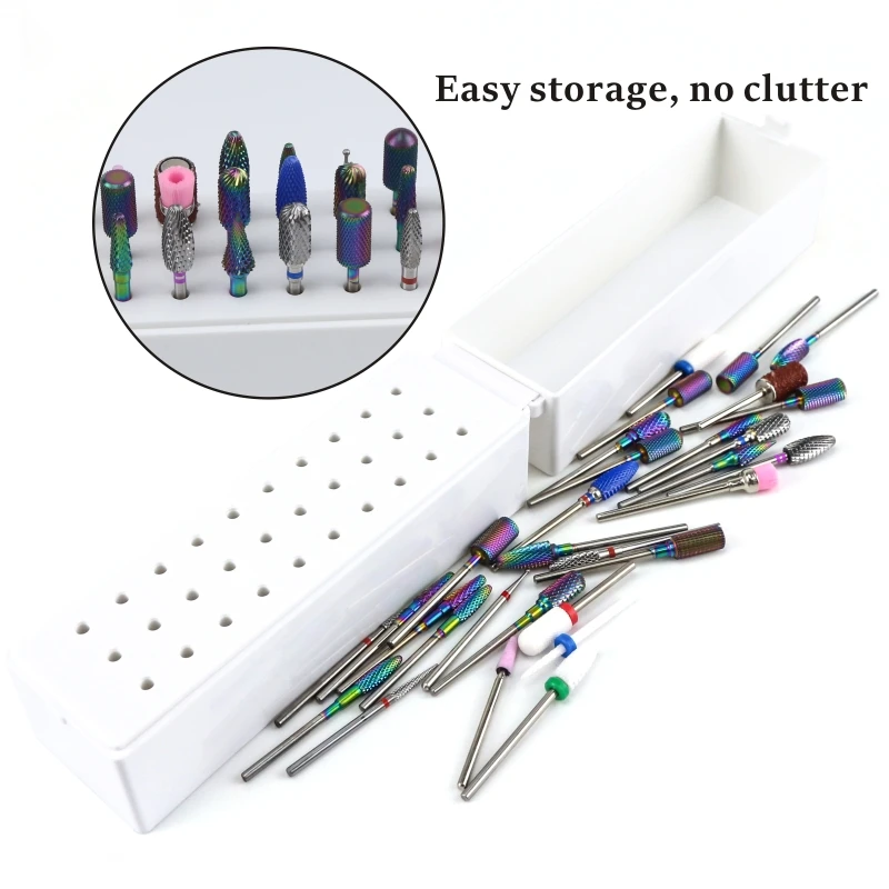 Conjunto de Fresa para Manicure Fresas para Metal Carboneto Unha Broca Titular Fresa Prego 9 Carboneto prego broca conjunto de fresa para