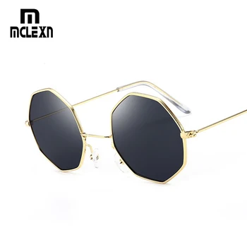 

MCLEXN Women New Round Sunglasses Men Vintage Metal Frame Sun Glasses Ladies Brand Designer Eyewear Yellow Black UV400