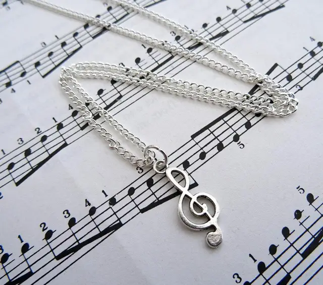 Collier Triple Aléf, breloque note de musique, bijoux de chanteur et de musicien 1