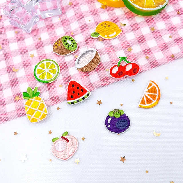 Buy Self-adhesive Cute Watermelon Cherry Embroidered Patches for Clothing Iron on Clothes Fruit Applique Fusible Patch Badge Sticker Online