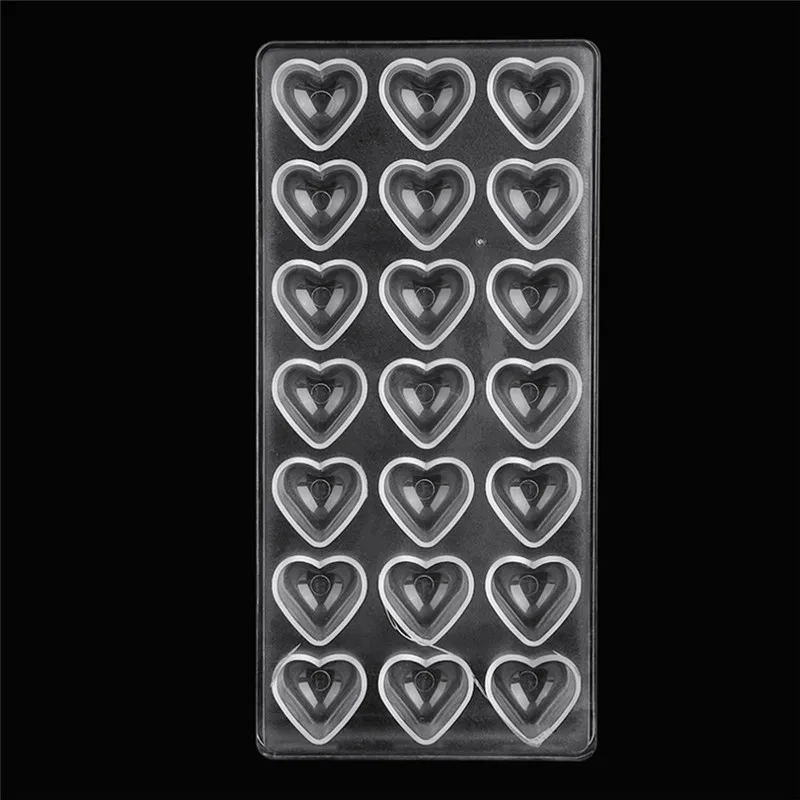 Home-Use-Fondant-Cake-21-Cavity-Chocolate-Mold-Plastic-Polycarbonate-Heart-Shaped-Sugar-Craft-DIY-Handmade(2)