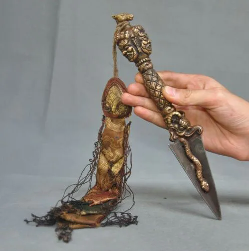 

wedding decoration Tibet Bronze silk Horsehead Mahakala Vajra Dorje dagger Phurpa Exorcism Talisman
