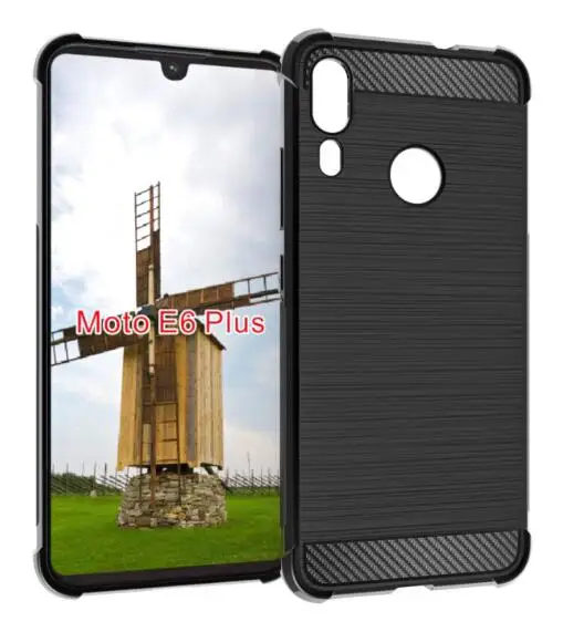 Для Motorola Moto E6 Plus чехол+ закаленное стекло из углеродного волокна Мягкий ТПУ гелевый силиконовый защитный чехол для телефона