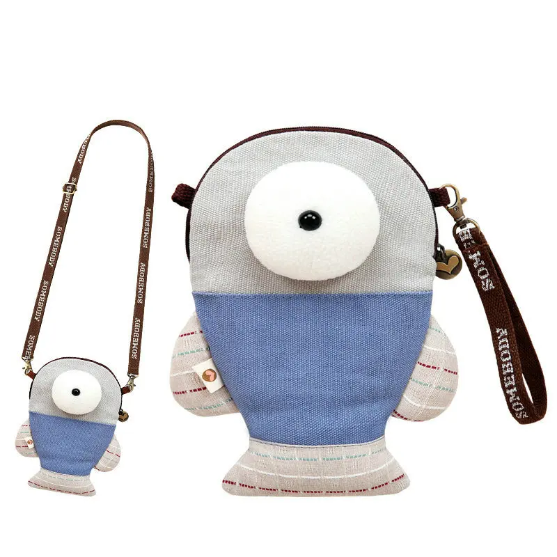 

Sansebuding Flying Fish Canvas Mobile Phone Bag New Style Korean-style Simple Versatile Casual Shoulder Bag Children Shoulder Ba