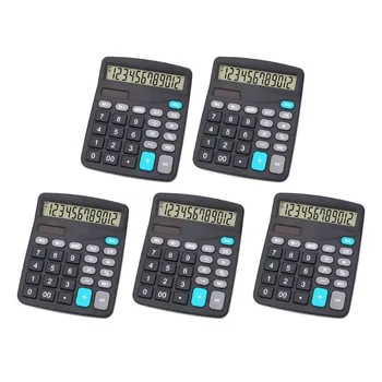 

5 Pack Black 12-Digit Dual Power Handheld Desktop Calculator with LCD Display