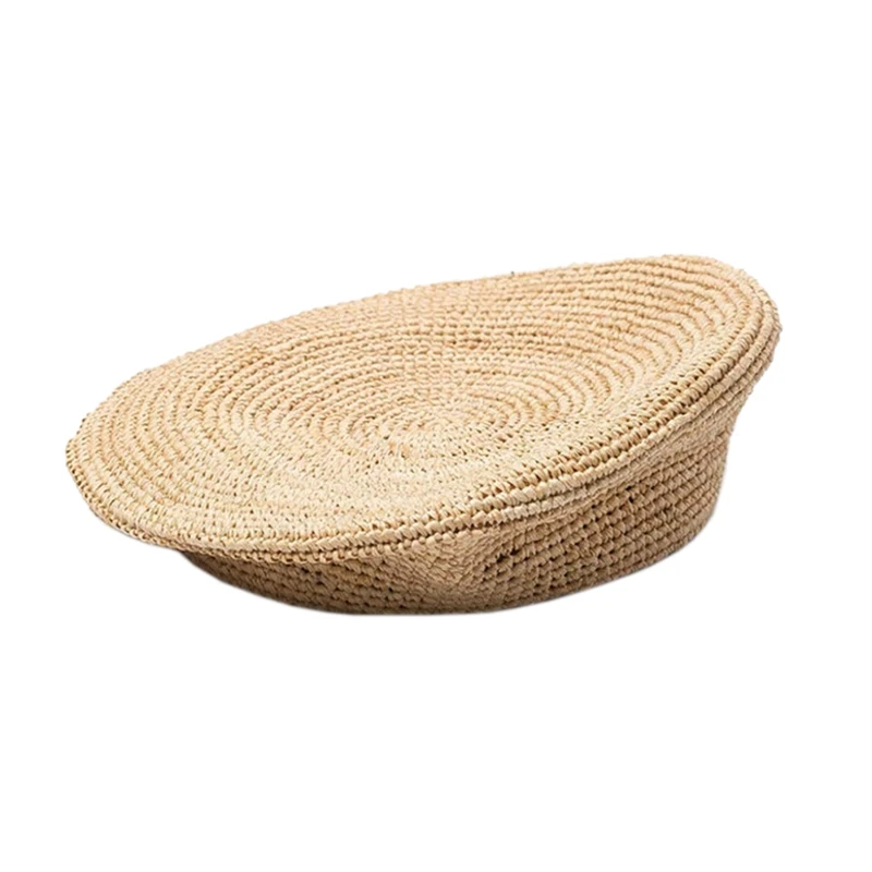 Handmade Crochet Lafite Beret Painter Hat Fashion Casual Stage Catwalk Straw Bud Cap