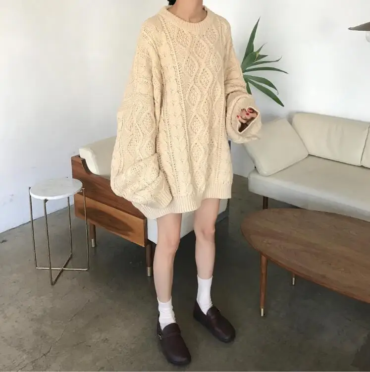 Neploe Pull Femme, свитер средней длины с длинными рукавами и круглым вырезом, вязаный джемпер большого размера на осень и зиму, теплые вязаные пуловеры 55617