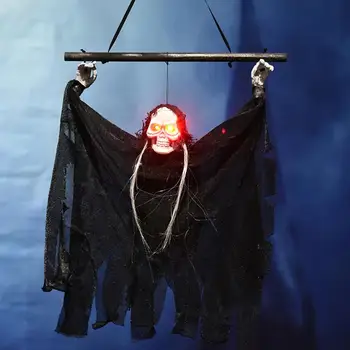 

Voice Activated Halloween Skull Skeleton Ghost Hanging Decor Terrible Scary Ghost With Glowing Red Eyes Haunted Tricky
