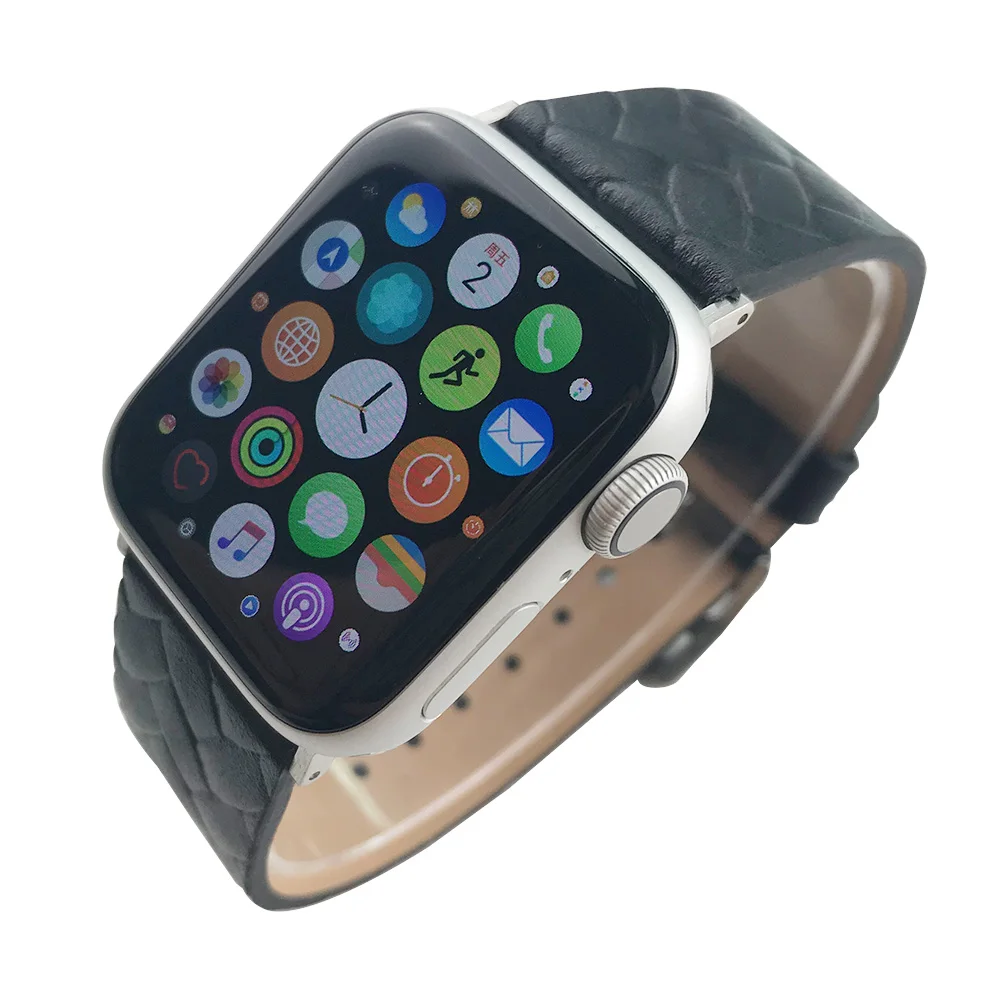 Кожаный ремешок для часов Apple Watch 40 мм 44 мм 38 мм 42 мм ремешок серии 5 4 3 2 1 тканый ремешок с узором для браслет для iwatch наручный ремень