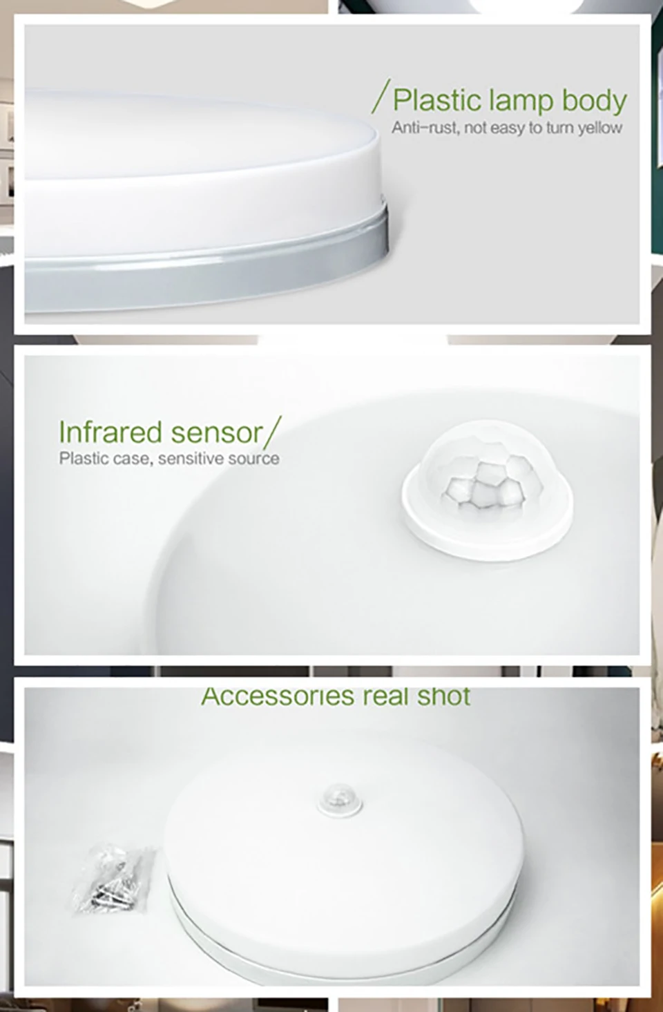 PIR Sensor Light 48W 36W 24W 18W 13W 9W Modern Surface Mount Ceiling Lamp Fixture for Living Room Kitchen Foyer Ceiling Light