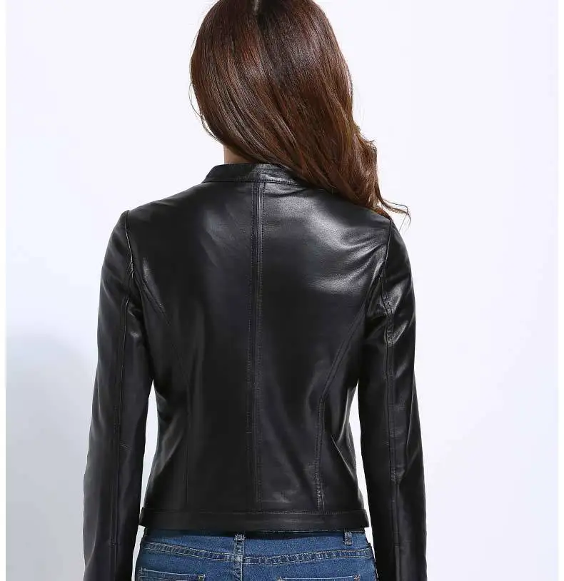 

Geniune Women Sheepskin Leather Short Motocycle Jacket Spring Autumn Jaqueta De Couro Y-1245 MF182