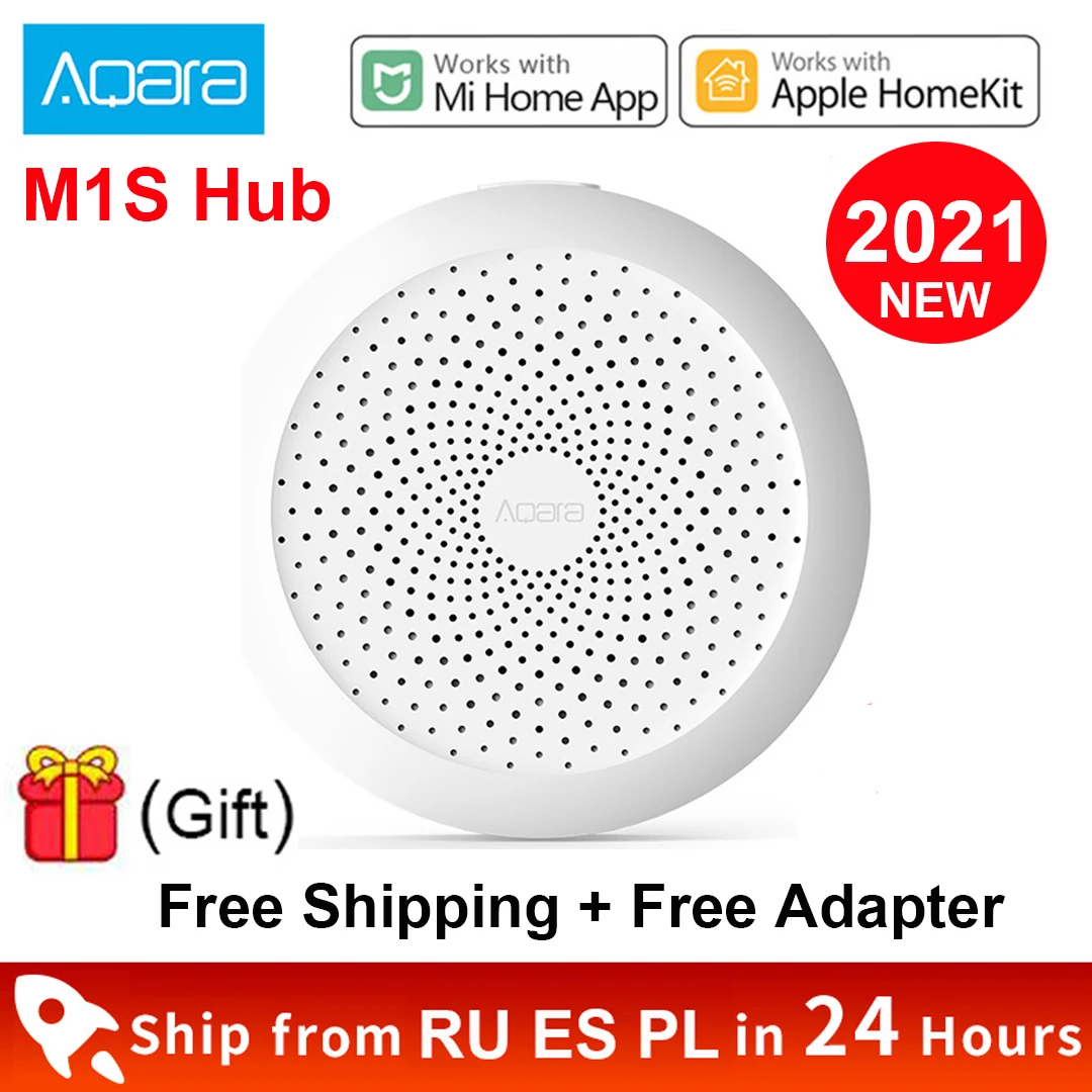 2021 Xiaomi Smart Gateway Aqara Hub M1S Gateway RGB Led Night Light Wireless Zigbee Connect Remote For Apple Homekit App Control