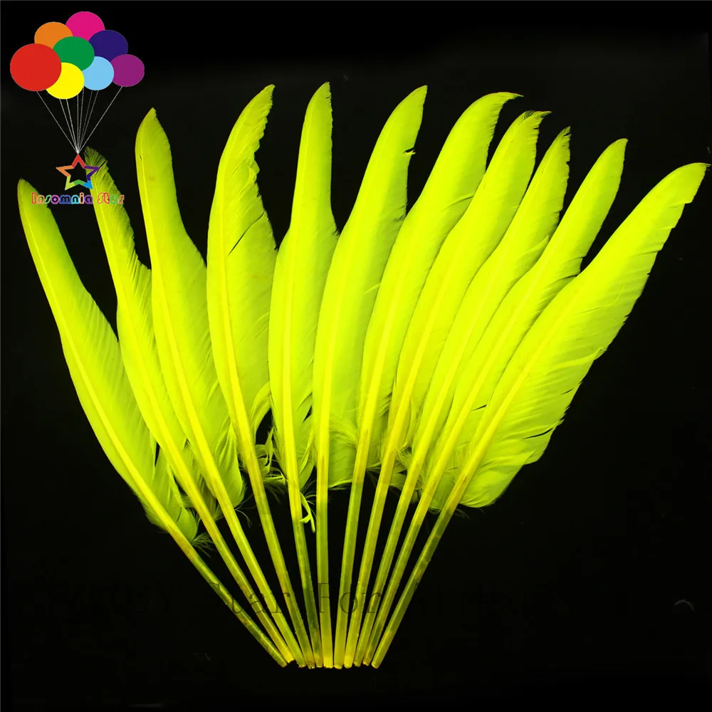 

Натуральное сияющее желтое перо 35-40 см с гусиной спинкой, красящее, ручка для поделок «сделай сам» с орнаментом, аксессуары, перо