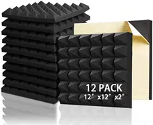 Panneaux d'Isolation Acoustique en Mousse pour KTV, Studio, Article pour Murs Insonorisés, 300x300x25 mm, 12 Pièces