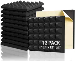 Panneaux d'Isolation Acoustique en Mousse pour KTV, Studio, Article pour Murs Insonorisés, 300x300x25 mm, 12 Pièces 