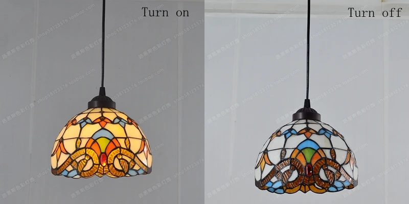 8 Inch American Stained Glass Chandelier Tiffany Style Restaurant Sink Bay Window Lighting European Antique Porch Balcony Light