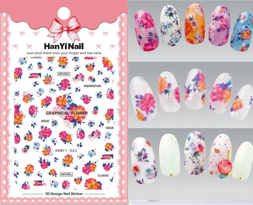 

Florals Patterns! Nails Art Manicure Back Glue Decal Decorations Design Nail Sticker For Nails Tips Beauty
