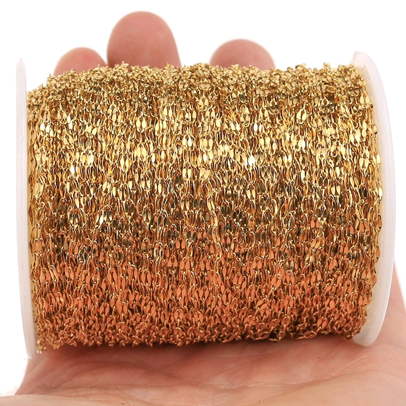 2 м золотая цепочка для губ из нержавеющей стали для DIY браслета, ожерелья, ювелирные изделия, аксессуары