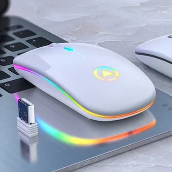 

NewErgonomic Optical Gaming Mouse Desktop PC Laptop Mouse LED Backlit Rechargeable Wireless Mute Mouse USB Mouse
