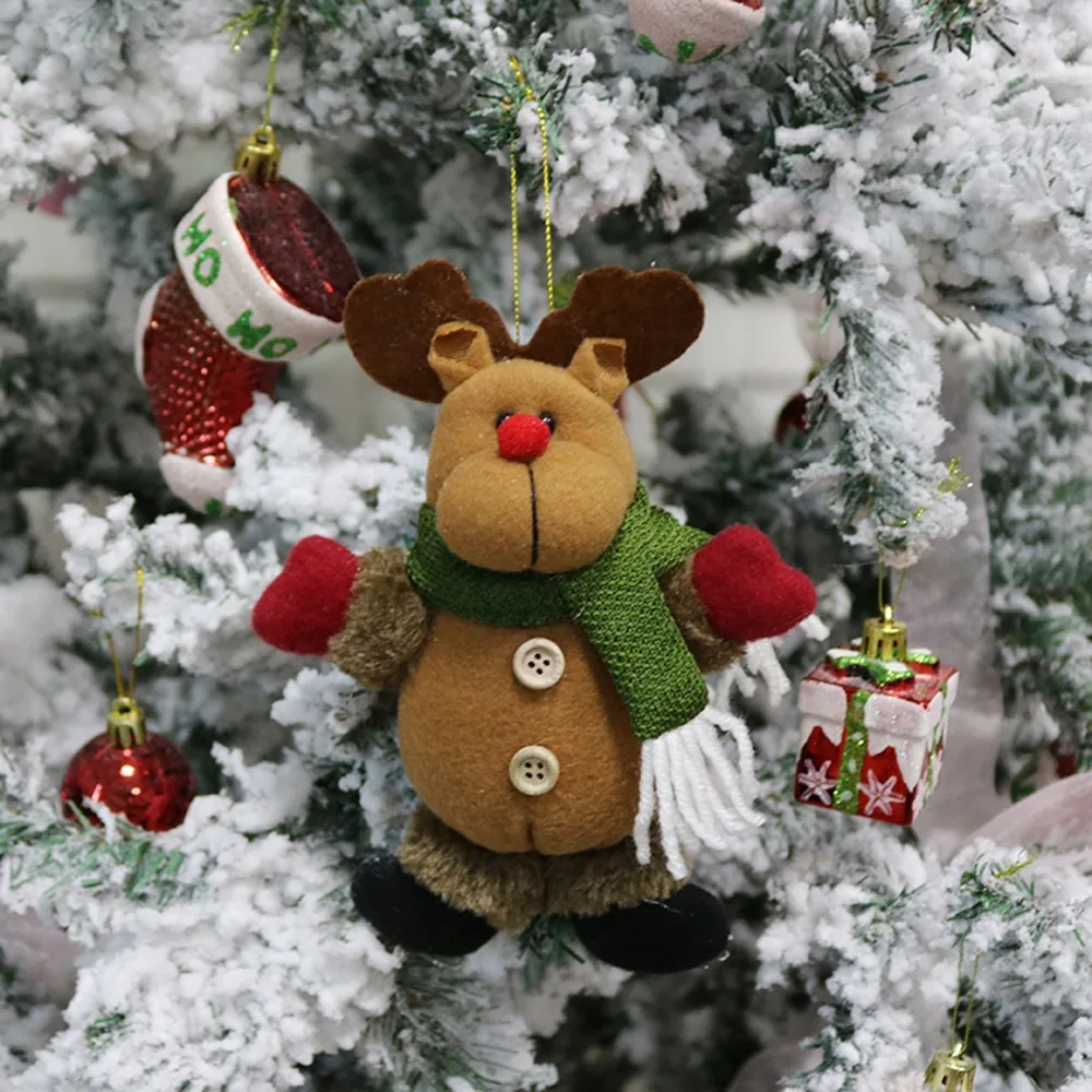 3 шт, рождественские ленты с орнаментом Санта игрушка снеговик кукла повесить украшение для вечеринки; Рождество дерево украшения xmas деревня с утолщённой меховой опушкой