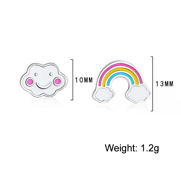 XIYANIKE 925 пробы серебряные корейские Мультяшные милые Радужные облака серьги-гвоздики для женщин креативные вечерние ювелирные изделия
