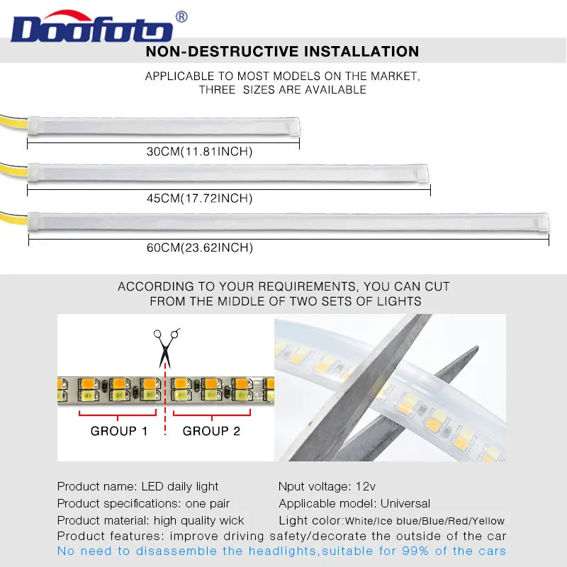 12V Auto Led Drl Dagrijverlichting Waterdichte Flexibele Zachte Strip Universele Auto Flow Runs Ledstrip Rem Richtingaanwijzer Licht