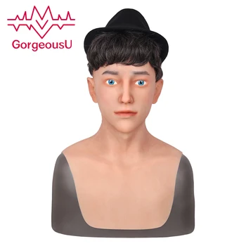 

GorgeousU Mask Male Silicone Crossdresser Realistic Artificial Halloween Disguise Adult Full Head Party Masks Cosplay Props