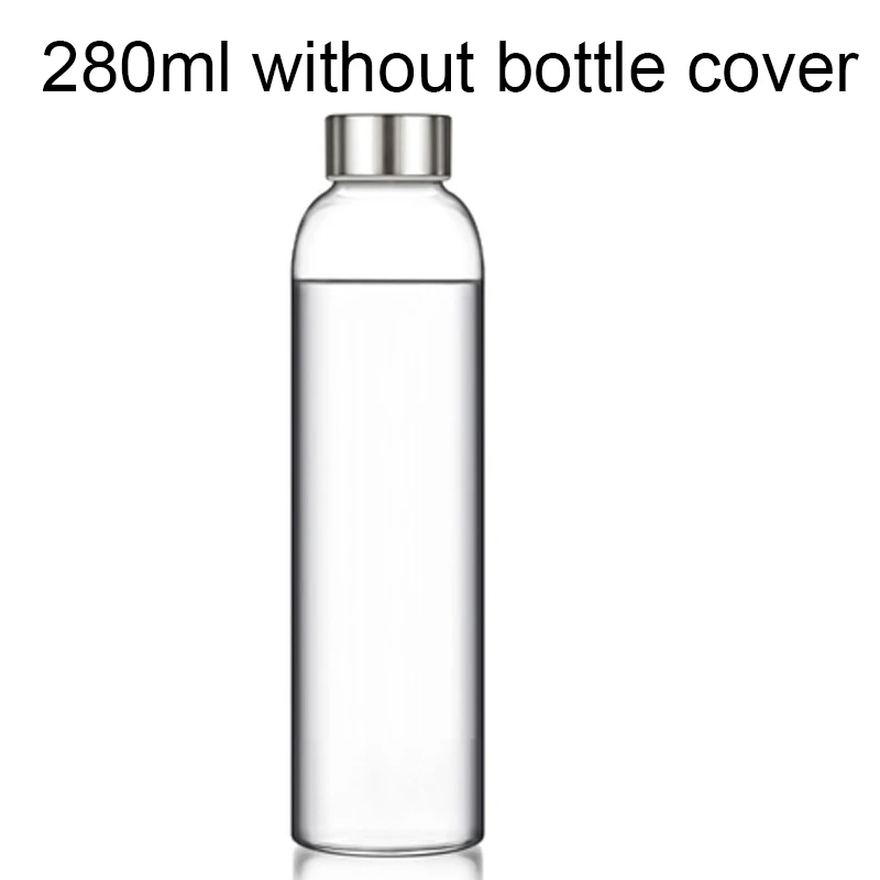 280ml bottle nocover 280 мл/360 мл/550 мл стеклянная бутылка для воды с защитным мешком портативная прозрачная бутылка для чая и питья Спортивная дорожная бутылка для напитков - Цвет: 280ml bottle nocover