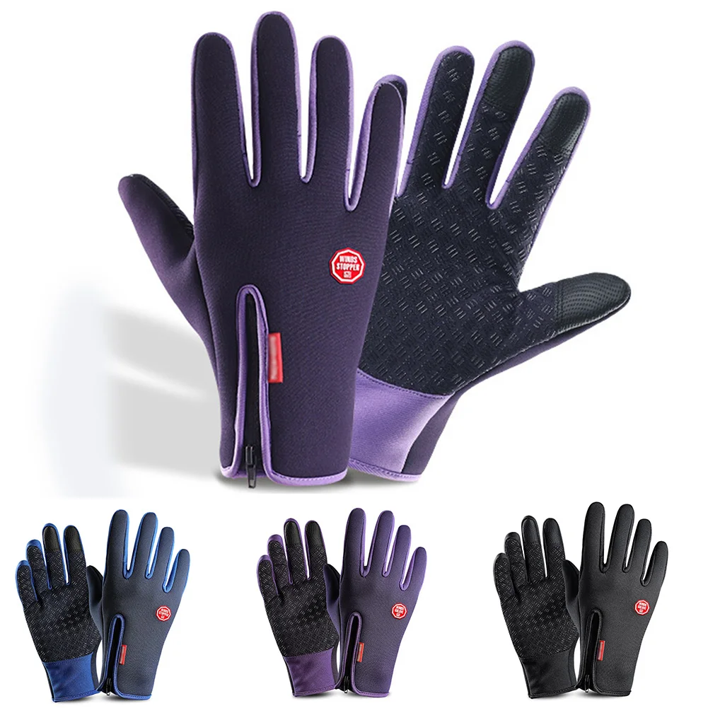 1 Pair Snowboard Men Women Waterproof Solid Ski Gloves Motorcycle Warm Outdoor Sports Winter Riding Anti Slip Thick Full Finger