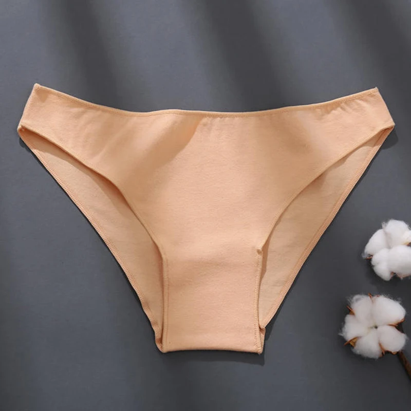 thumbnail image 1 of FINETOO-bragas de algodón M-2XL para mujer, ropa interior Sexy de cintura baja, transpirable, lencería íntima de Color sólido, novedad, 1 of 5