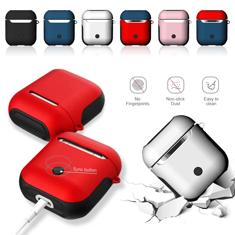 2 в 1 ТПУ+ ПК чехол для наушников Capa Shell для Apple AirPods 1 2 защитный чехол Аксессуары для AirPods защита от пыли наклейка