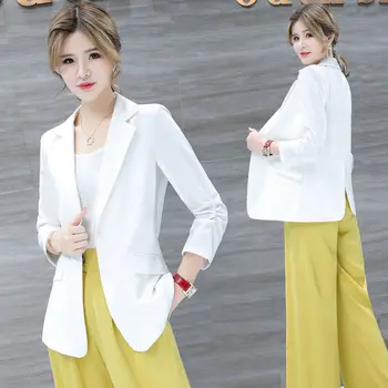 

Small suit jacket female 2020 spring and summer new long-sleeved one-button split split temperament Korean suit jacket tide
