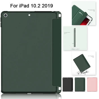 

Magnetic Flip Cover Protective Case on for iPad 10.2 2019 Auto Covers Coques Wake / Sleep Slim Case Stand Cover With Pen Holder