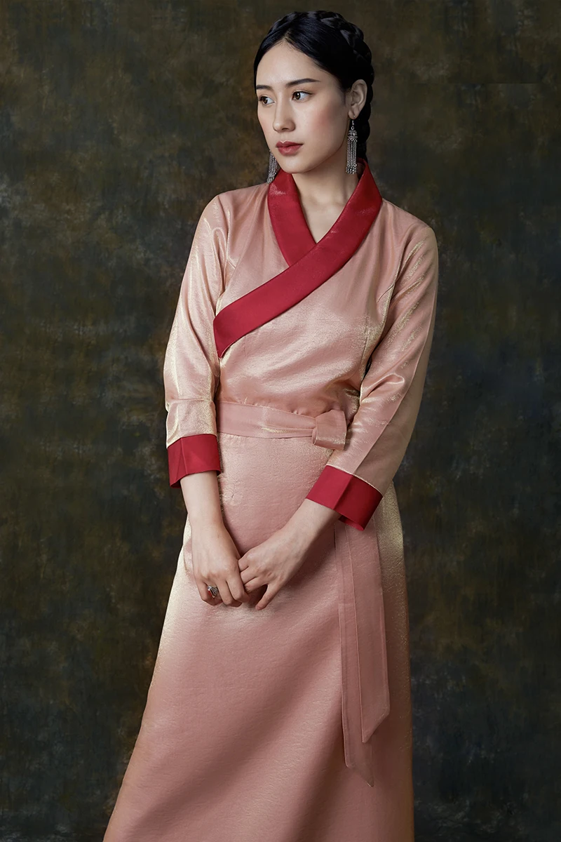 Хлопковое розовое черное платье Lhasa парчовое хлопковое шелковое атласное